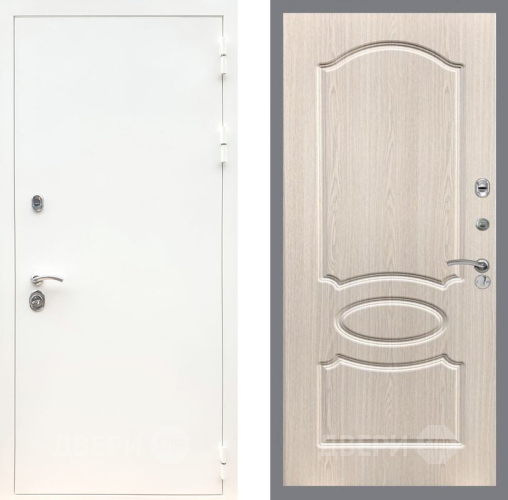 Входная металлическая Дверь Рекс (REX) 5 Белая Шагрень FL-128 Беленый дуб в Голицыно