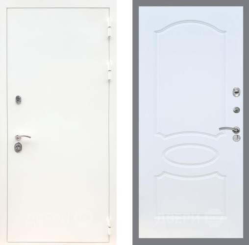 Входная металлическая Дверь Рекс (REX) 5 Белая Шагрень FL-128 Белый ясень в Голицыно