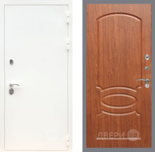 Входная металлическая Дверь Рекс (REX) 5 Белая Шагрень FL-128 Морёная берёза в Голицыно