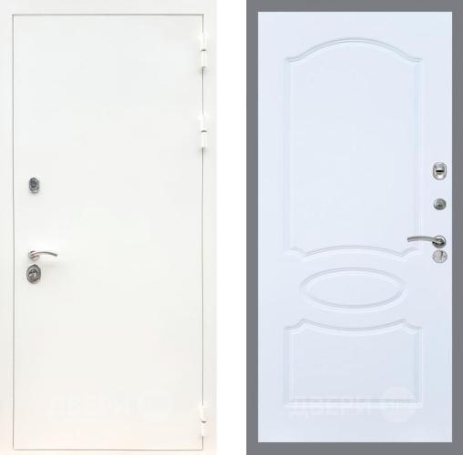Входная металлическая Дверь Рекс (REX) 5 Белая Шагрень FL-128 Силк Сноу в Голицыно