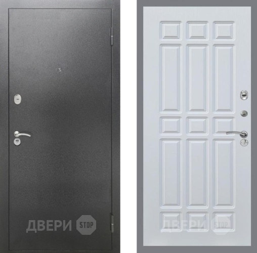 Дверь Рекс (REX) 2А Серебро Антик FL-33 Белый ясень в Голицыно
