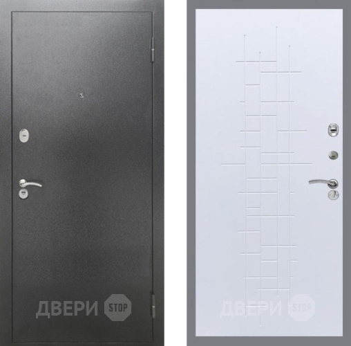Входная металлическая Дверь Рекс (REX) 2А Серебро Антик FL-289 Белый ясень в Голицыно