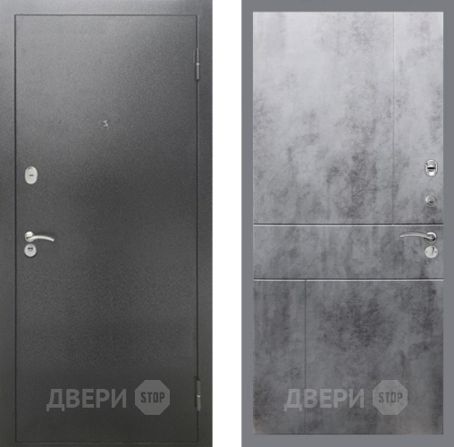 Дверь Рекс (REX) 2А Серебро Антик FL-290 Бетон темный в Голицыно