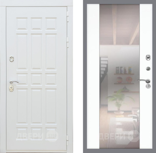 Входная металлическая Дверь Рекс (REX) 8 Силк Сноу СБ-16 Зеркало Силк Сноу в Голицыно