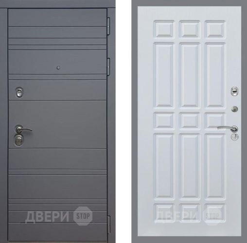 Входная металлическая Дверь Рекс (REX) 14 силк титан FL-33 Белый ясень в Голицыно