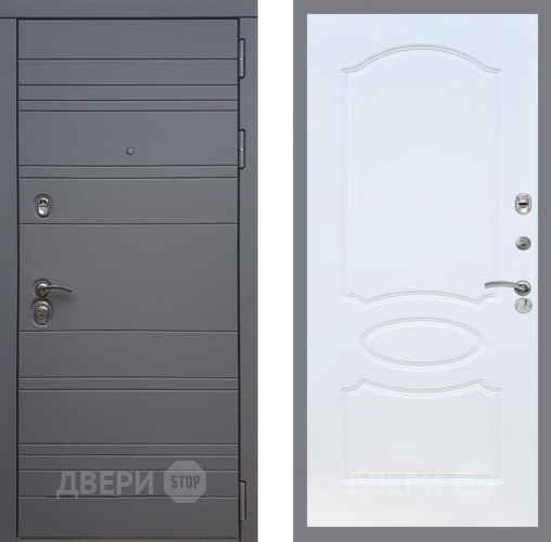 Входная металлическая Дверь Рекс (REX) 14 силк титан FL-128 Белый ясень в Голицыно