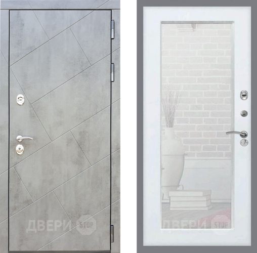 Входная металлическая Дверь Рекс (REX) 22 Зеркало Пастораль Силк Сноу в Голицыно