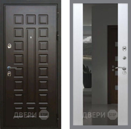 Дверь Рекс (REX) Премиум 3к СБ-16 Зеркало Белый ясень в Голицыно