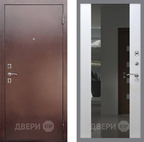 Входная металлическая Дверь Рекс (REX) 1 СБ-16 Зеркало Белый ясень в Голицыно