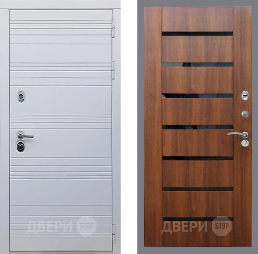 Входная металлическая Дверь Рекс (REX) 14 Силк Сноу СБ-14 стекло черное Орех бренди в Голицыно