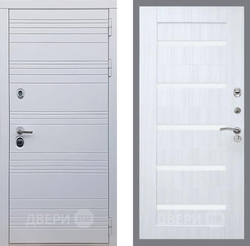 Входная металлическая Дверь Рекс (REX) 14 Силк Сноу СБ-14 стекло белое Сандал белый в Голицыно