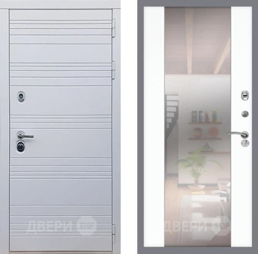 Входная металлическая Дверь Рекс (REX) 14 Силк Сноу СБ-16 Зеркало Силк Сноу в Голицыно