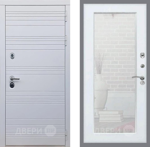 Входная металлическая Дверь Рекс (REX) 14 Силк Сноу Зеркало Пастораль Силк Сноу в Голицыно