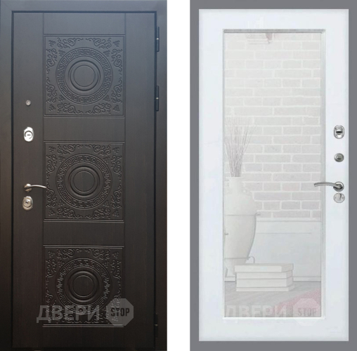 Входная металлическая Дверь Рекс (REX) 10 Зеркало Пастораль Белый ясень в Голицыно