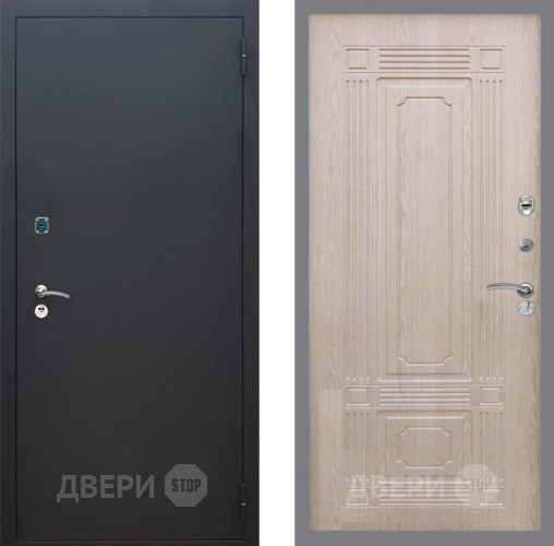Входная металлическая Дверь Рекс (REX) 1A Черный Муар FL-2 Беленый дуб в Голицыно