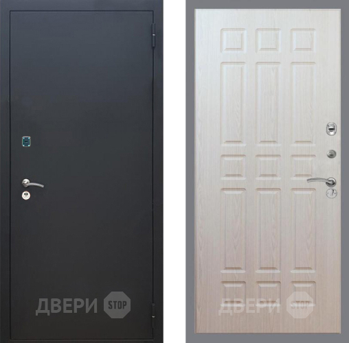 Входная металлическая Дверь Рекс (REX) 1A Черный Муар FL-33 Беленый дуб в Голицыно