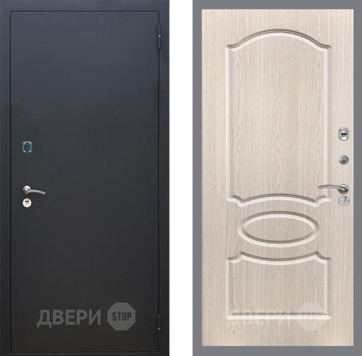 Входная металлическая Дверь Рекс (REX) 1A Черный Муар FL-128 Беленый дуб в Голицыно