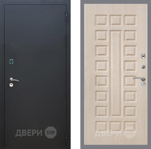 Входная металлическая Дверь Рекс (REX) 1A Черный Муар FL-183 Беленый дуб в Голицыно