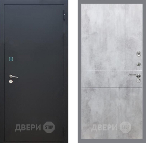 Входная металлическая Дверь Рекс (REX) 1A Черный Муар FL-290 Бетон светлый в Голицыно