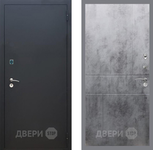 Входная металлическая Дверь Рекс (REX) 1A Черный Муар FL-290 Бетон темный в Голицыно