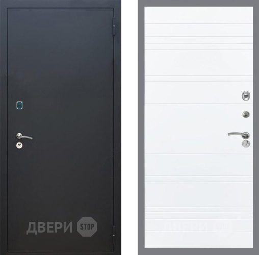 Входная металлическая Дверь Рекс (REX) 1A Черный Муар Line Силк Сноу в Голицыно