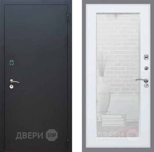 Входная металлическая Дверь Рекс (REX) 1A Черный Муар Зеркало Пастораль Белый ясень в Голицыно
