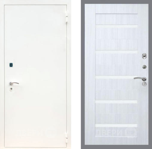 Входная металлическая Дверь Рекс (REX) 1А Белая шагрень СБ-14 стекло белое Сандал белый в Голицыно