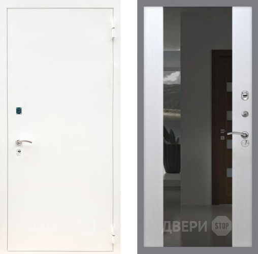 Дверь Рекс (REX) 1А Белая шагрень СБ-16 с Зеркалом Лиственница беж в Голицыно