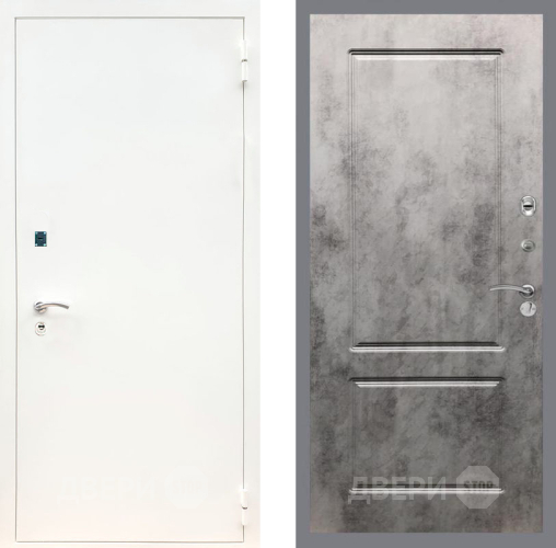 Входная металлическая Дверь Рекс (REX) 1А Белая шагрень FL-117 Бетон темный в Голицыно