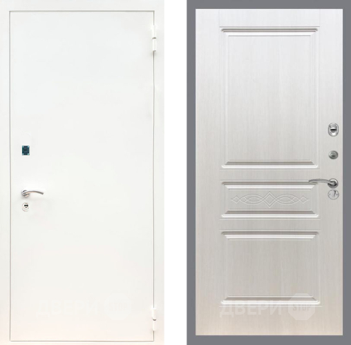 Входная металлическая Дверь Рекс (REX) 1А Белая шагрень FL-243 Лиственница беж в Голицыно