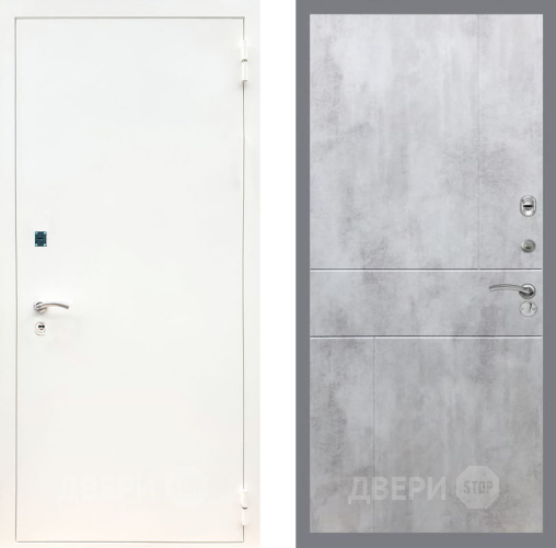 Входная металлическая Дверь Рекс (REX) 1А Белая шагрень FL-290 Бетон светлый в Голицыно