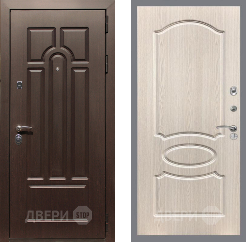 Входная металлическая Дверь Рекс (REX) Эврика FL-128 Беленый дуб в Голицыно