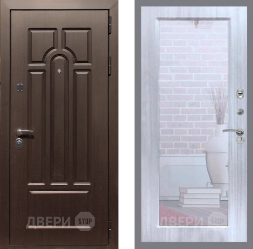 Входная металлическая Дверь Рекс (REX) Эврика Зеркало Пастораль Сандал белый в Голицыно