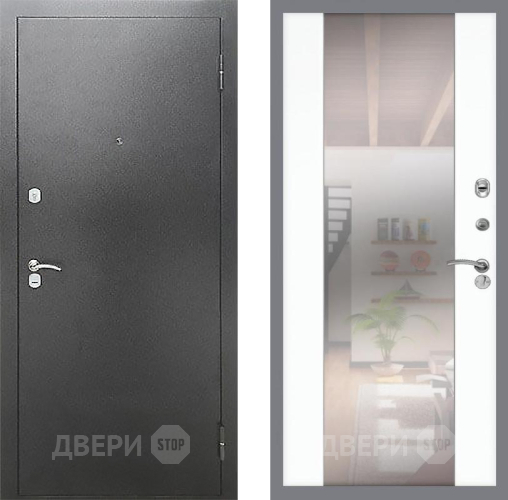 Входная металлическая Дверь Рекс (REX) Сити СБ-16 Зеркало Силк Сноу в Голицыно