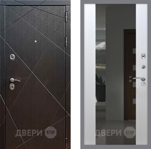 Входная металлическая Дверь Рекс (REX) 13 Венге СБ-16 Зеркало Белый ясень в Голицыно