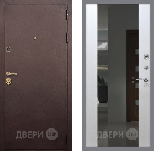 Входная металлическая Дверь Рекс (REX) Лайт 3К СБ-16 Зеркало Белый ясень в Голицыно
