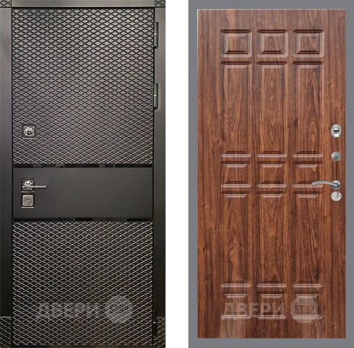 Входная металлическая Дверь Рекс (REX) 15 Черный Кварц FL-33 орех тисненый в Голицыно