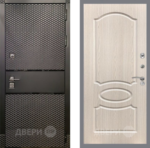 Входная металлическая Дверь Рекс (REX) 15 Черный Кварц FL-128 Беленый дуб в Голицыно