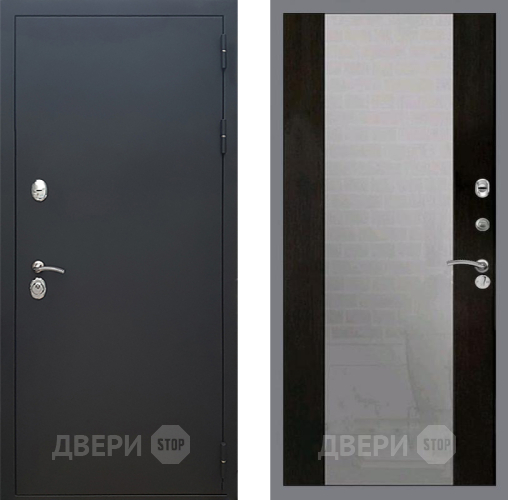 Входная металлическая Дверь Рекс (REX) 5 Черный Муар СБ-16 Зеркало Венге в Голицыно