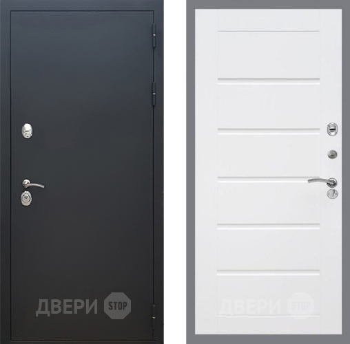 Входная металлическая Дверь Рекс (REX) 5 Черный Муар Сити Белый ясень в Голицыно