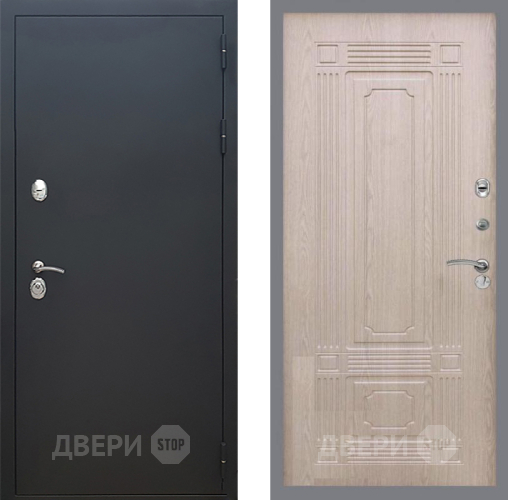Входная металлическая Дверь Рекс (REX) 5 Черный Муар FL-2 Беленый дуб в Голицыно
