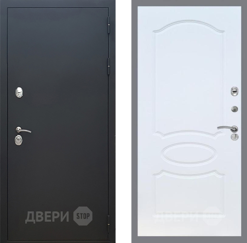 Входная металлическая Дверь Рекс (REX) 5 Черный Муар FL-128 Белый ясень в Голицыно