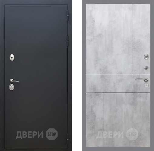 Входная металлическая Дверь Рекс (REX) 5 Черный Муар FL-290 Бетон светлый в Голицыно