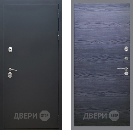 Входная металлическая Дверь Рекс (REX) 5 Черный Муар GL Дуб тангенальный черный в Голицыно