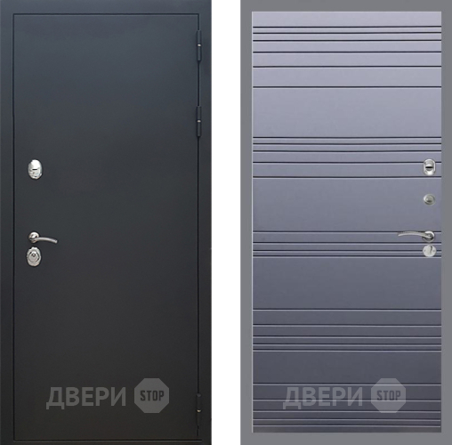 Входная металлическая Дверь Рекс (REX) 5 Черный Муар Line Силк титан в Голицыно