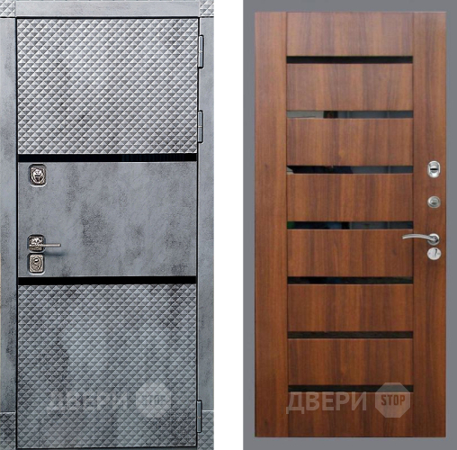 Входная металлическая Дверь Рекс (REX) 15 Бетон Темный СБ-14 стекло черное Орех бренди в Голицыно