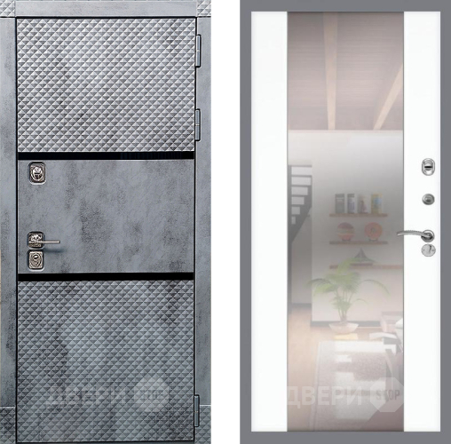Входная металлическая Дверь Рекс (REX) 15 Бетон Темный СБ-16 Зеркало Силк Сноу в Голицыно