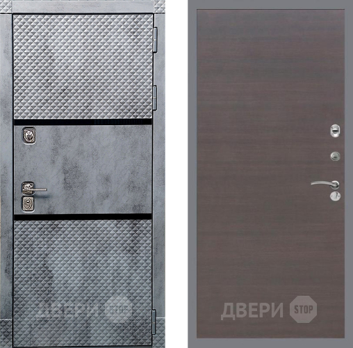 Входная металлическая Дверь Рекс (REX) 15 Бетон Темный GL венге поперечный в Голицыно