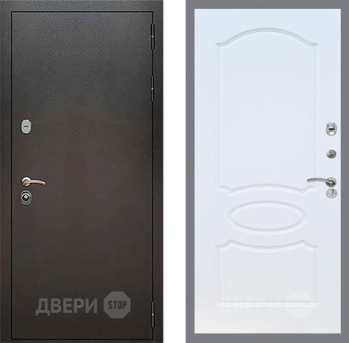 Входная металлическая Дверь Рекс (REX) 5 Серебро Антик FL-128 Белый ясень в Голицыно