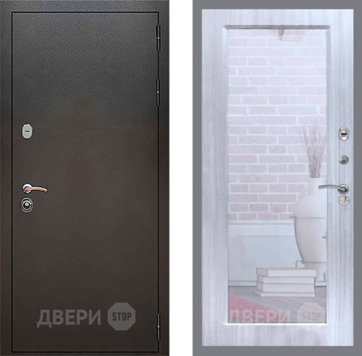 Входная металлическая Дверь Рекс (REX) 5 Серебро Антик Зеркало Пастораль Сандал белый в Голицыно